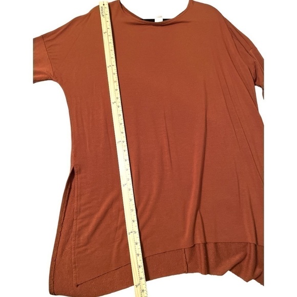 Francesca's Oversized Rust Split HemTunic, Flowy Light Loose Top Raw Edge Hem XS - Picture 2 of 4